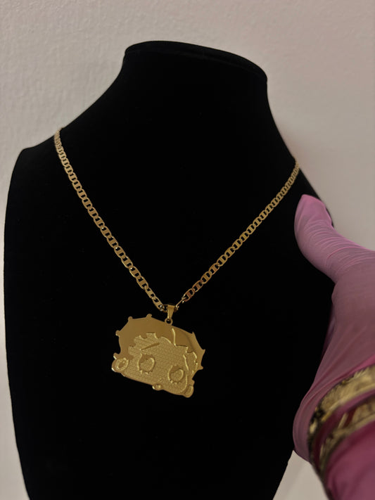 18k gold plated Betty boop necklace