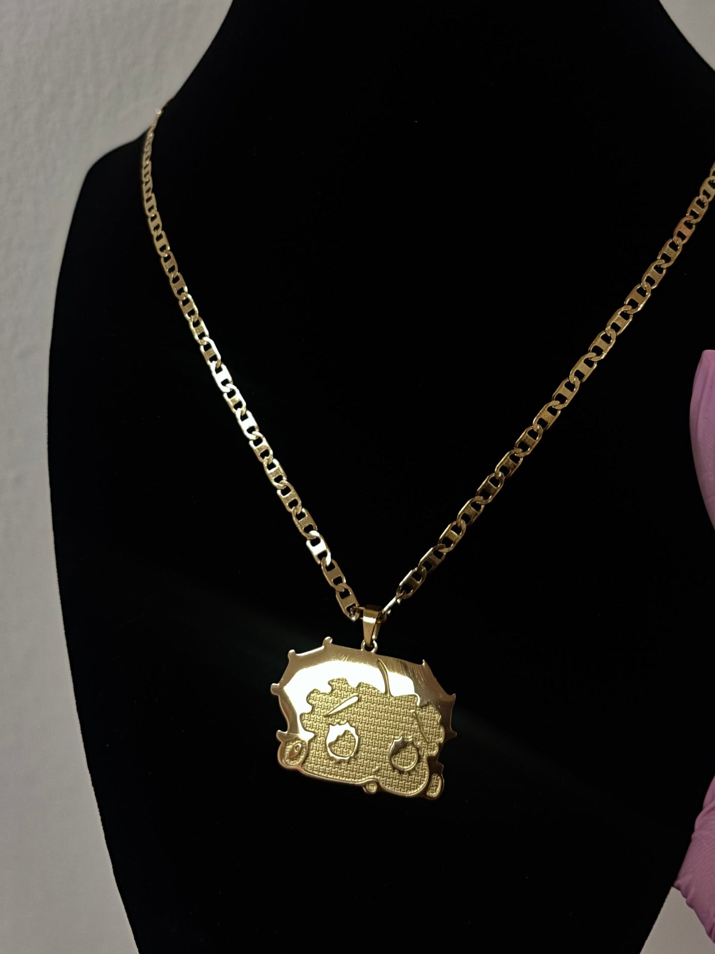 18k gold plated Betty boop necklace