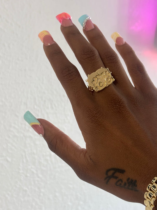 18k gold plated Betty boop ring