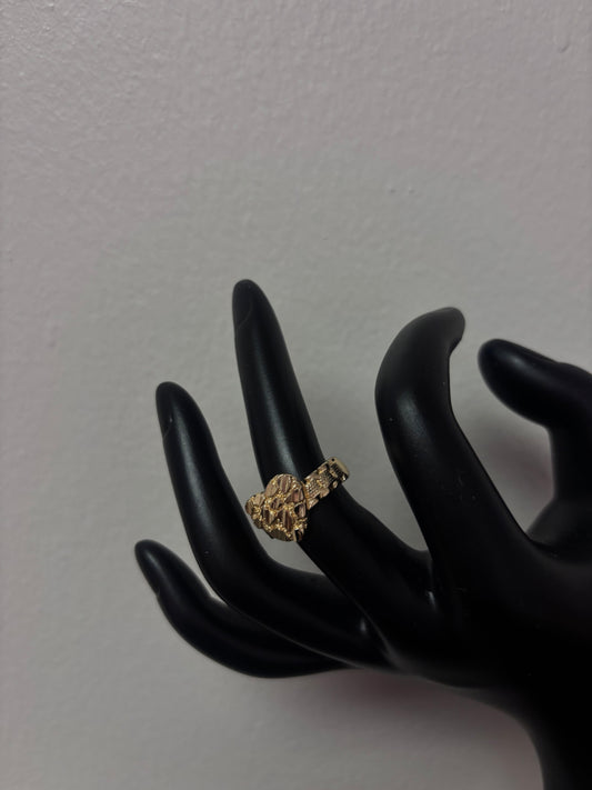 18k gold plated heart nugg ring