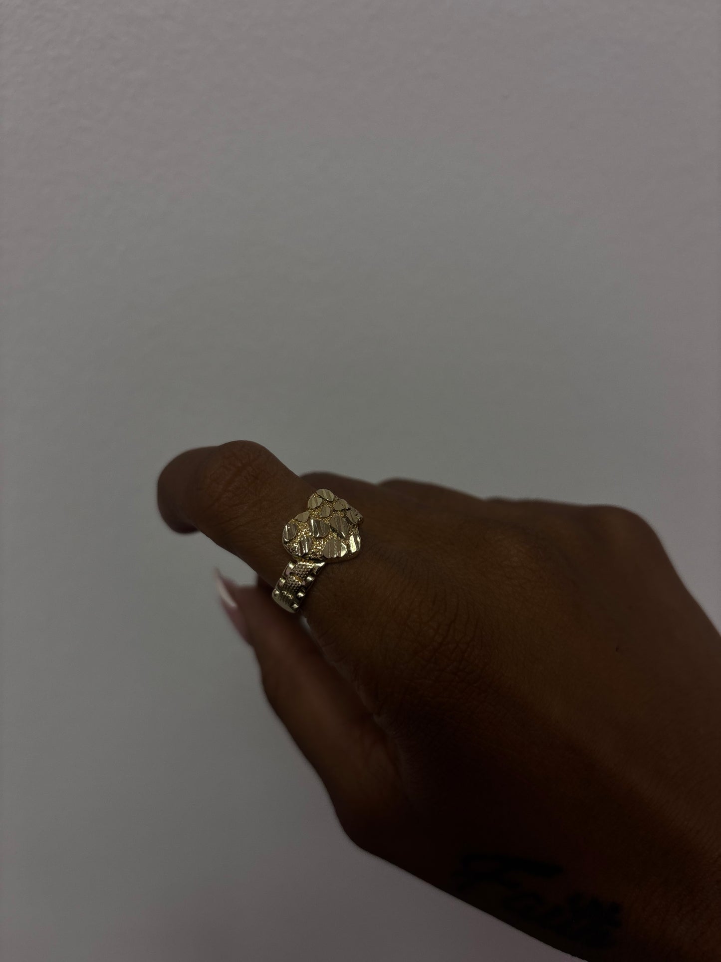18k gold plated heart nugg ring