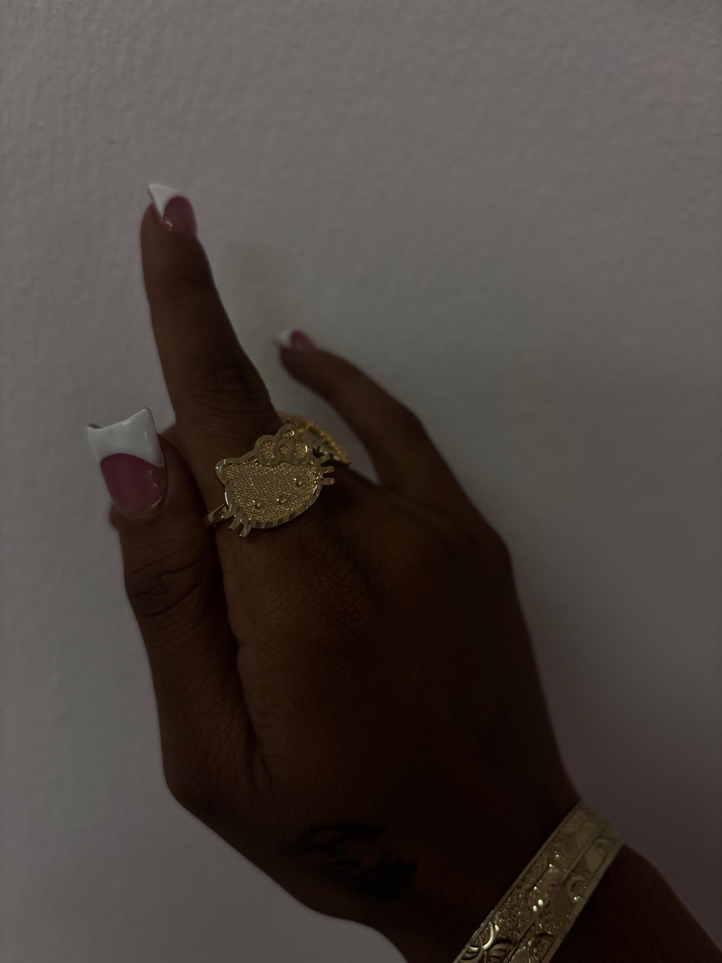 18k gold plated hello kitty ring