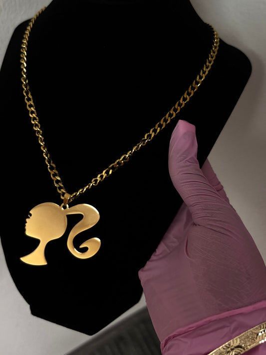 18k gold plated Barbie necklace