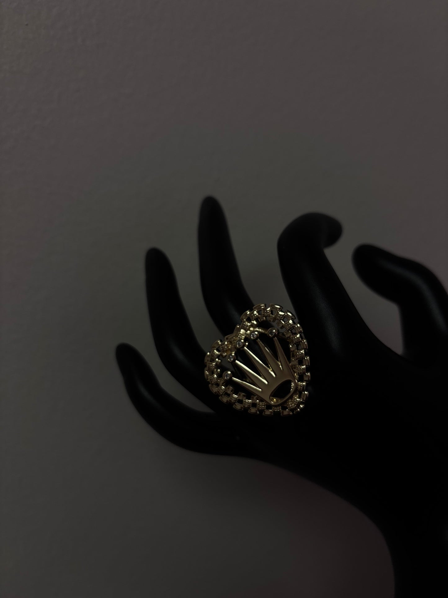 18k gold plated heart crown ring