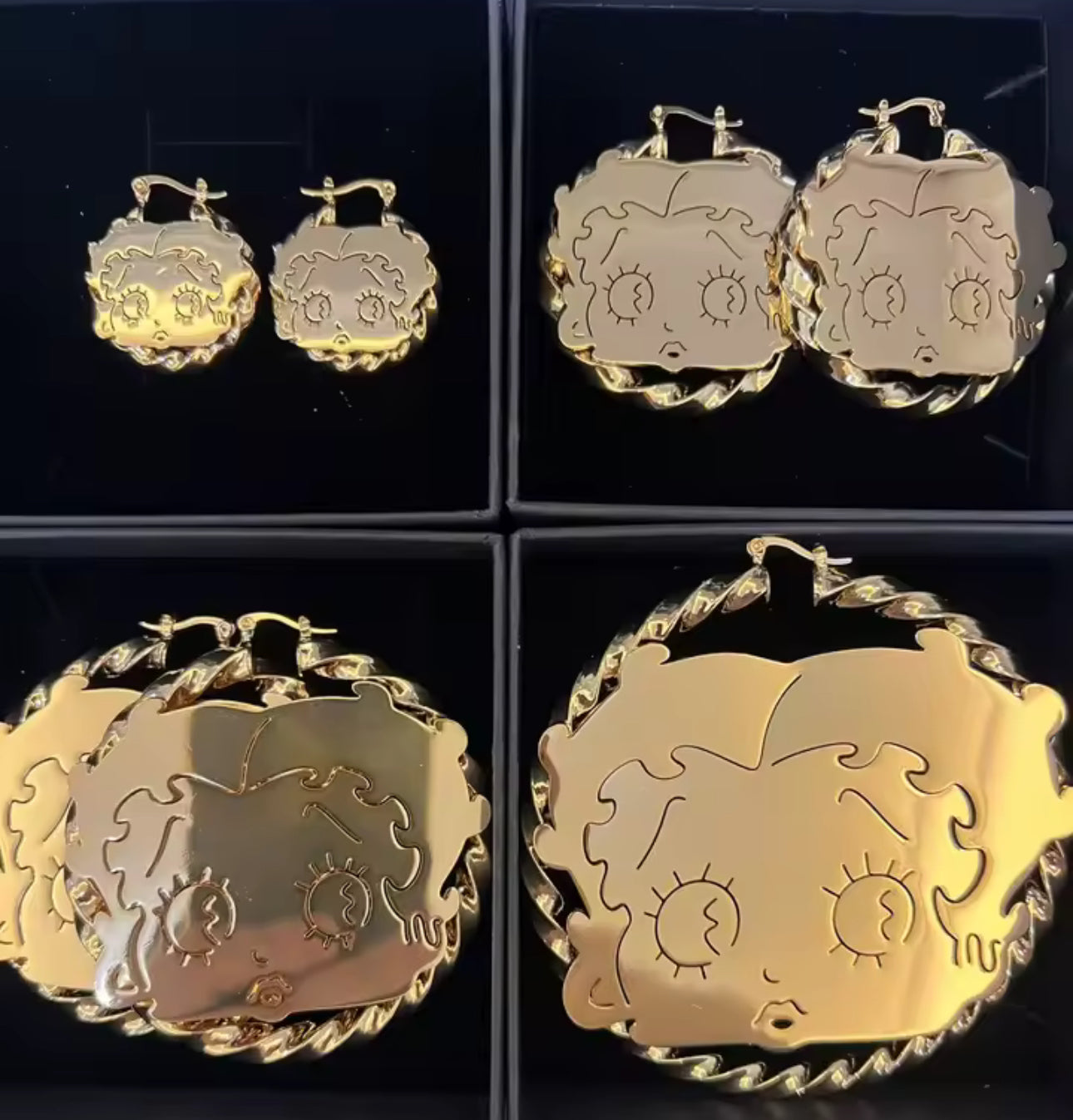 18k gold plated Betty boop earrings