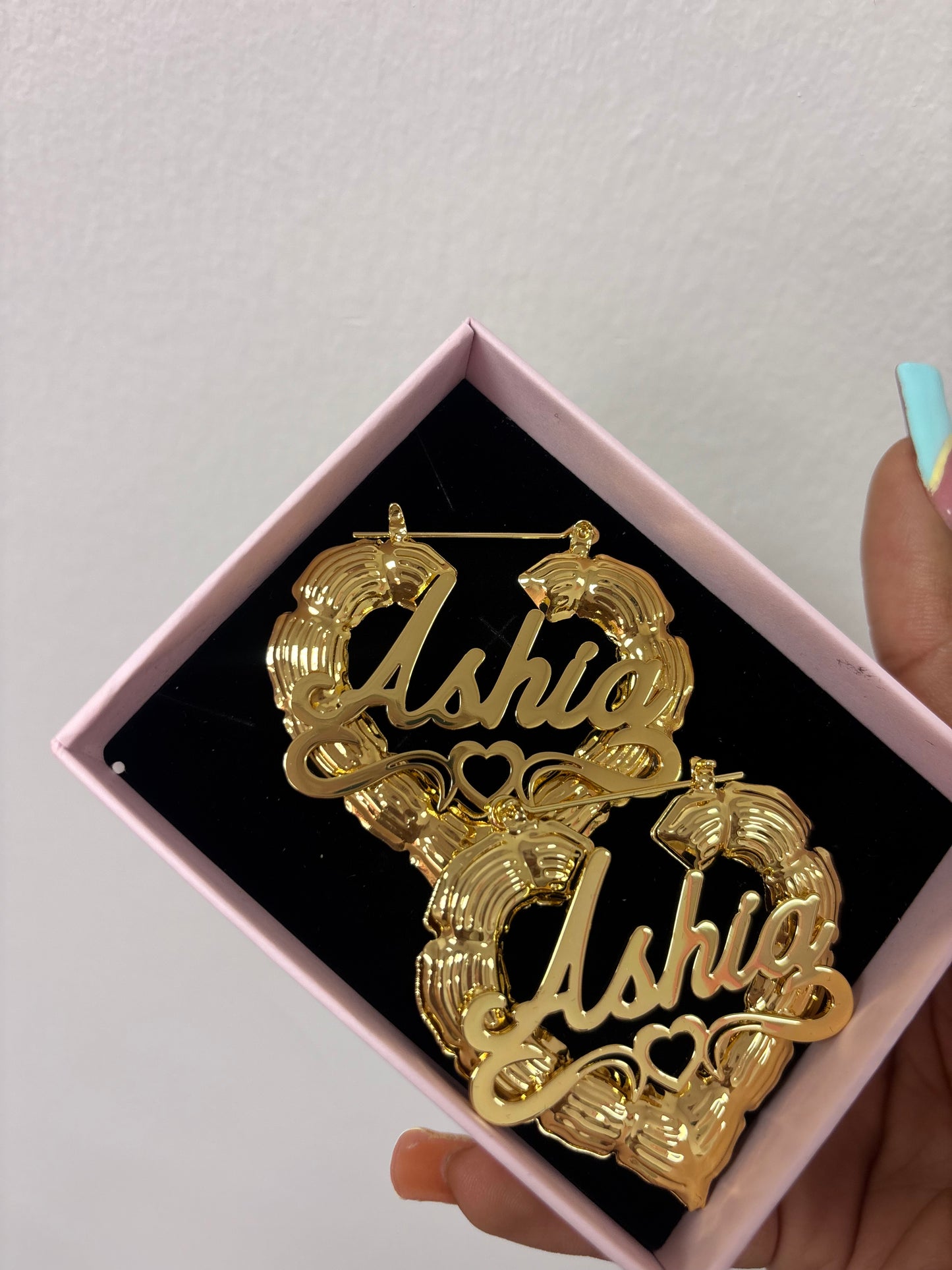 Customize name heart hoop Earrings