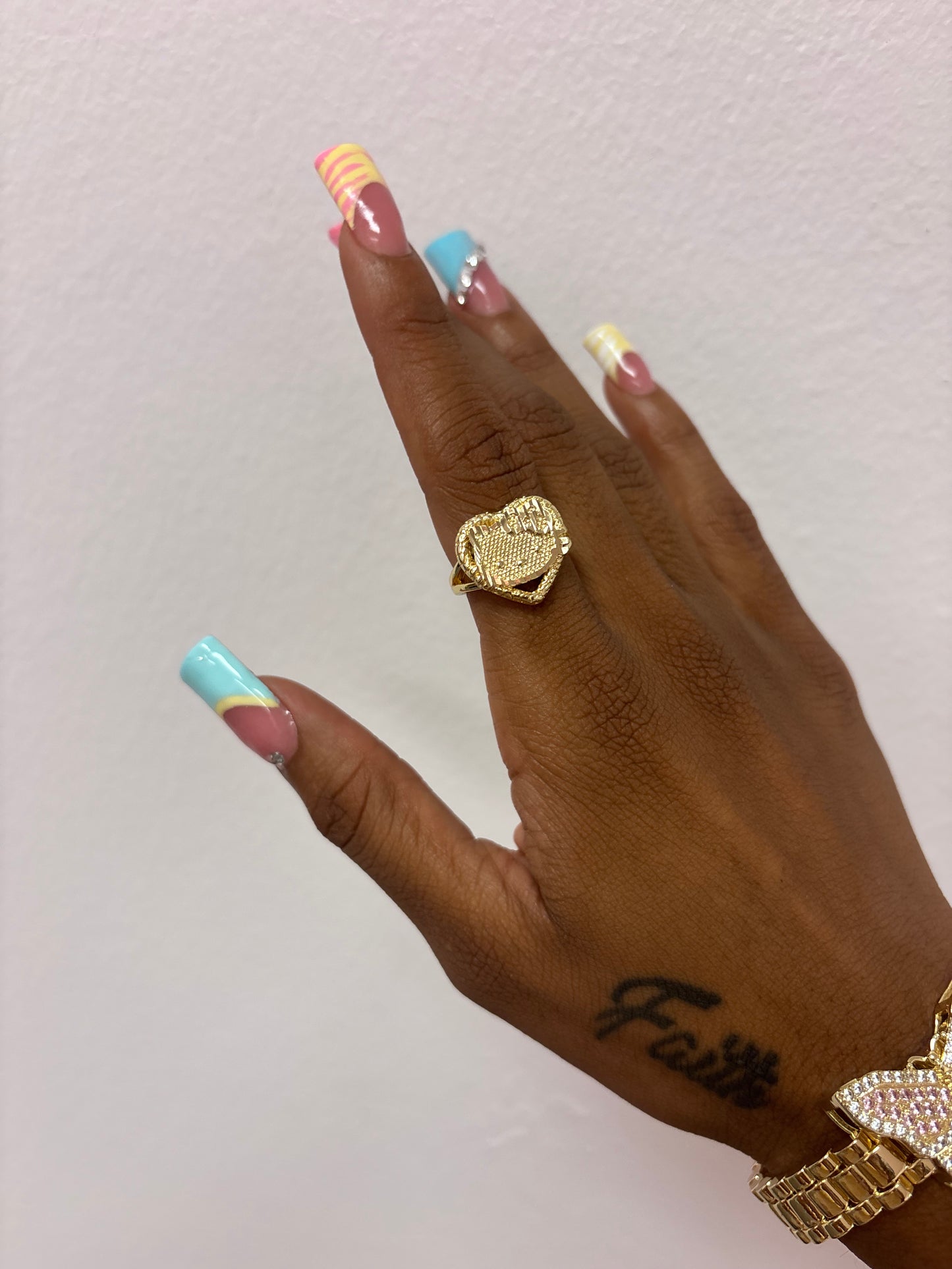 18k gold plated hello kitty heart ring