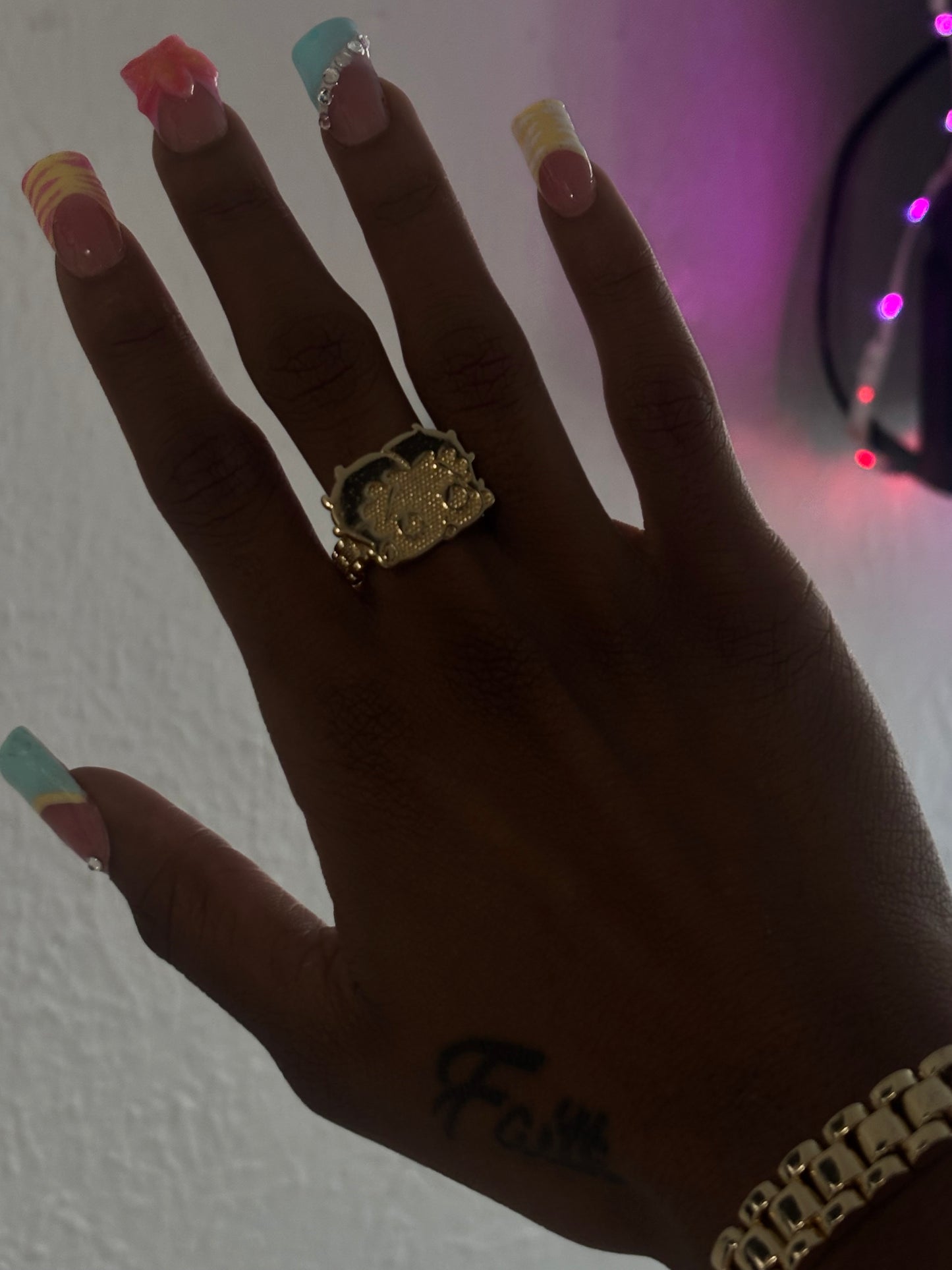 18k gold plated Betty boop ring