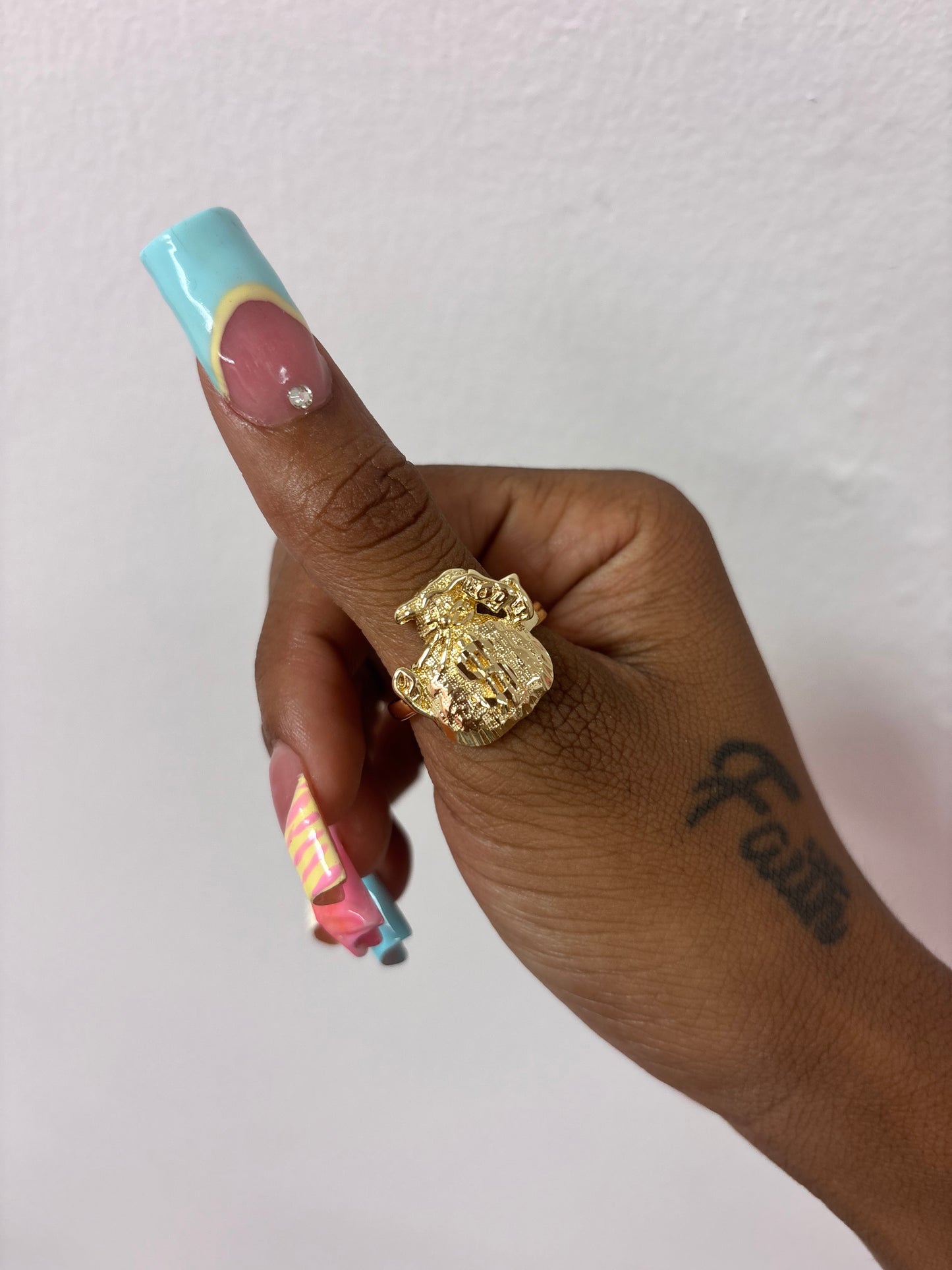 14k gold plated moneybag ring