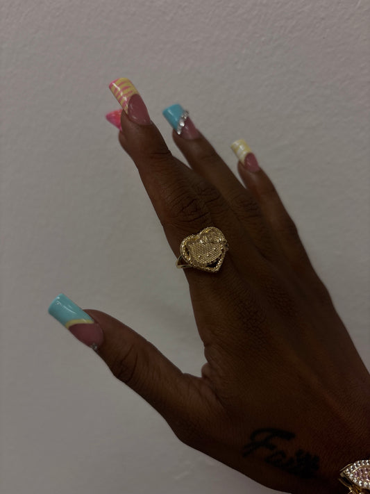 18k gold plated hello kitty heart ring