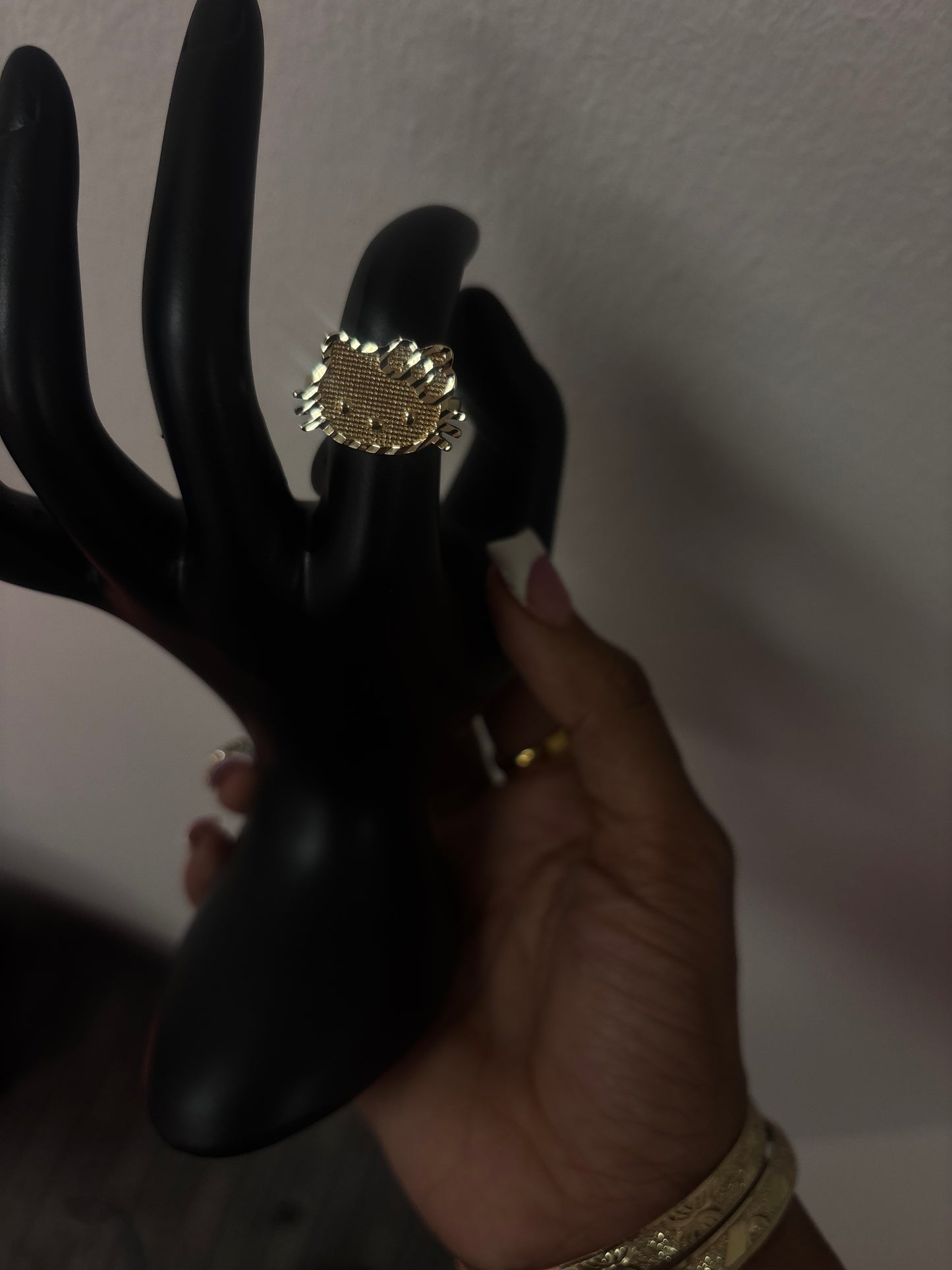 18k gold plated hello kitty ring