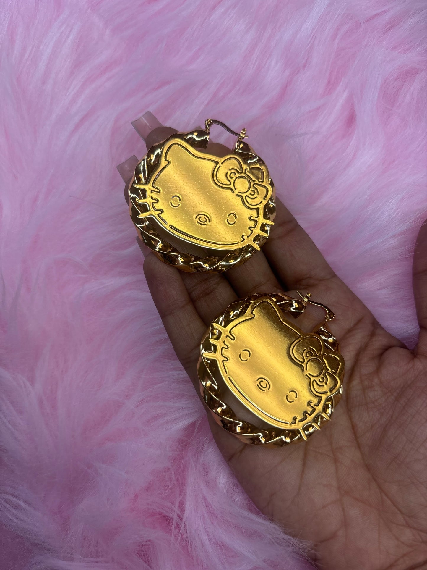 18k gold plated hello kitty hoop earrings