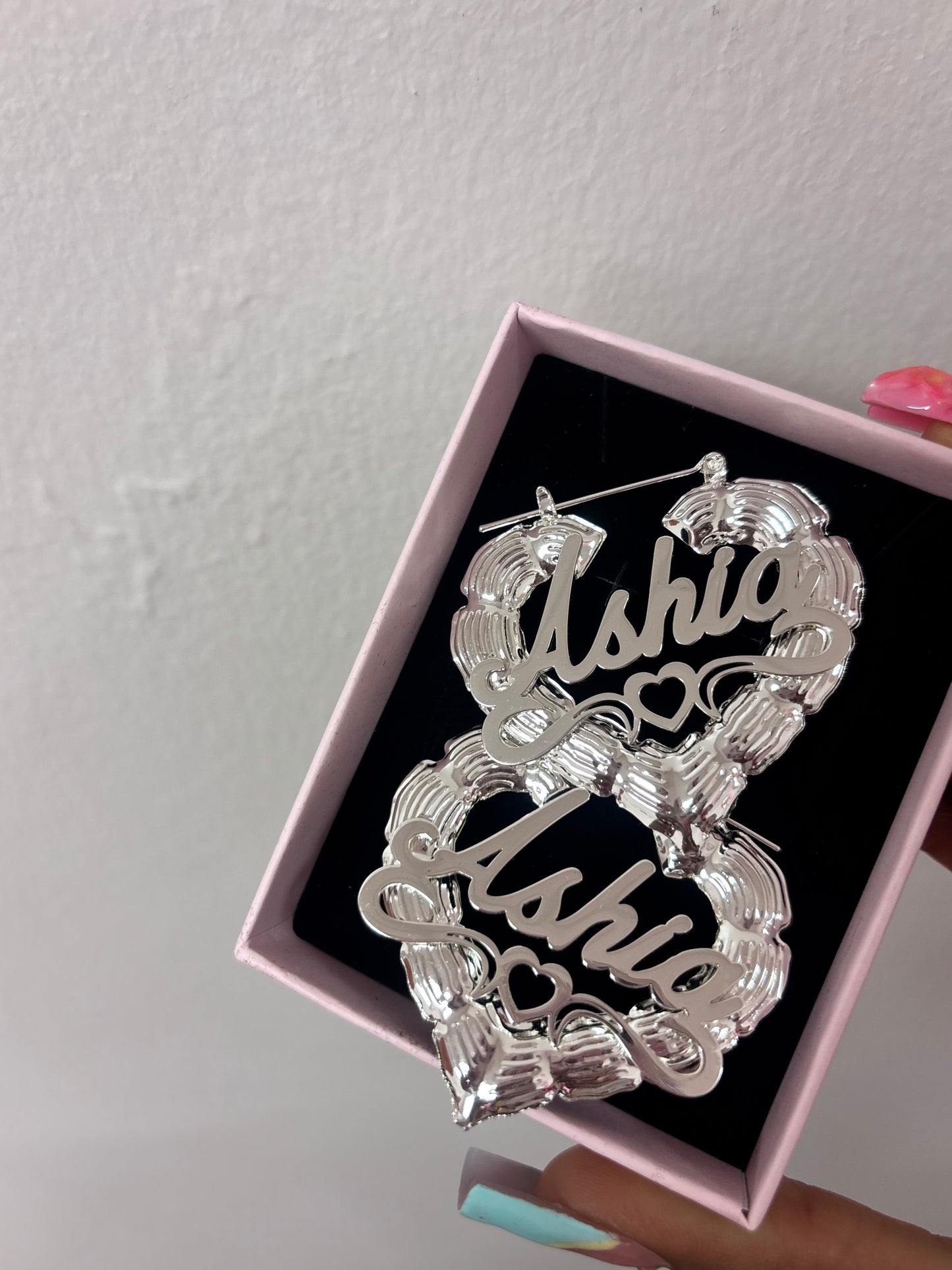 Customize name heart hoop Earrings