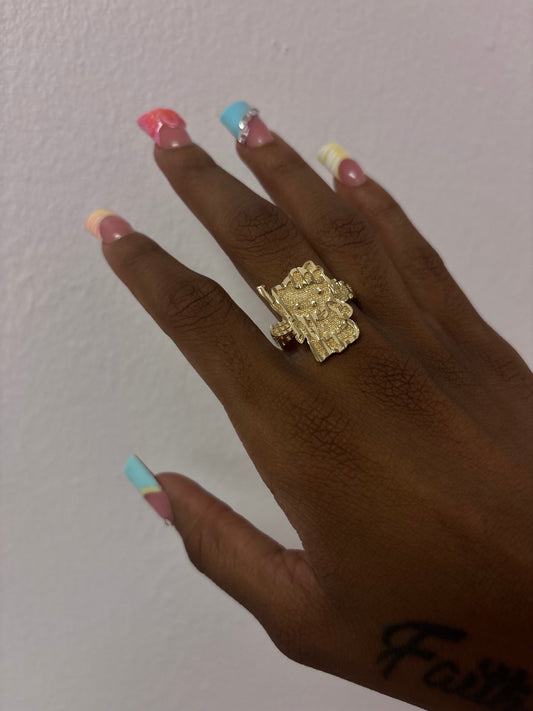 18k gold plated gun hello kitty ring