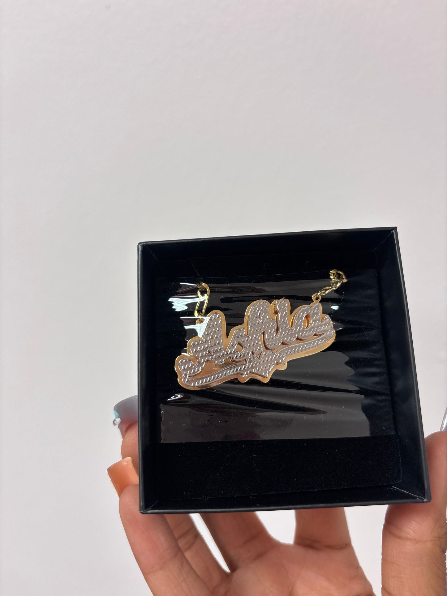 18k gold plated 3D Custom name necklace