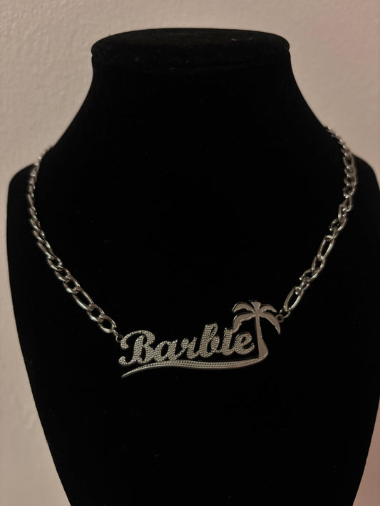 Customized name necklace palm tree