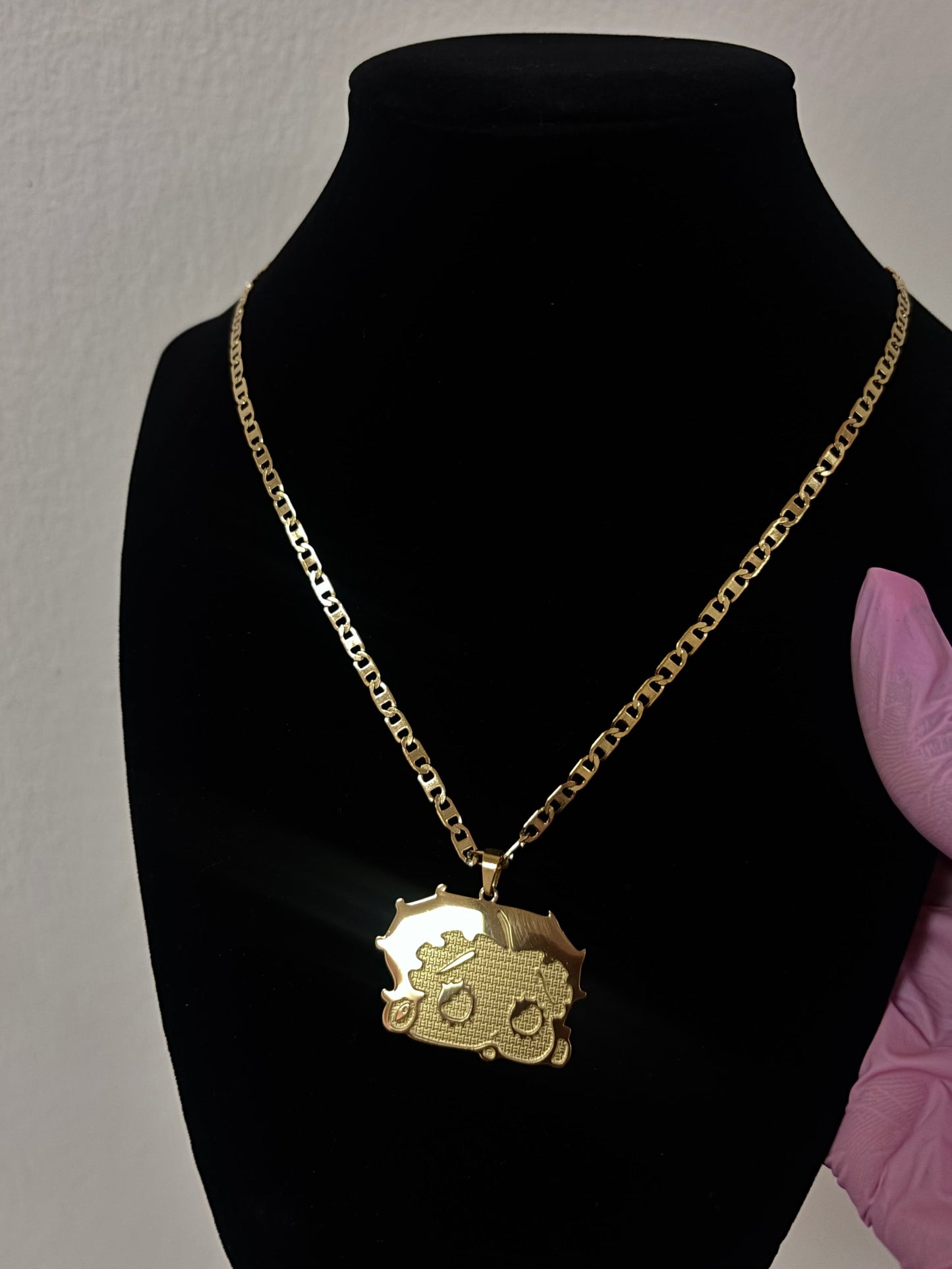 18k gold plated Betty boop necklace
