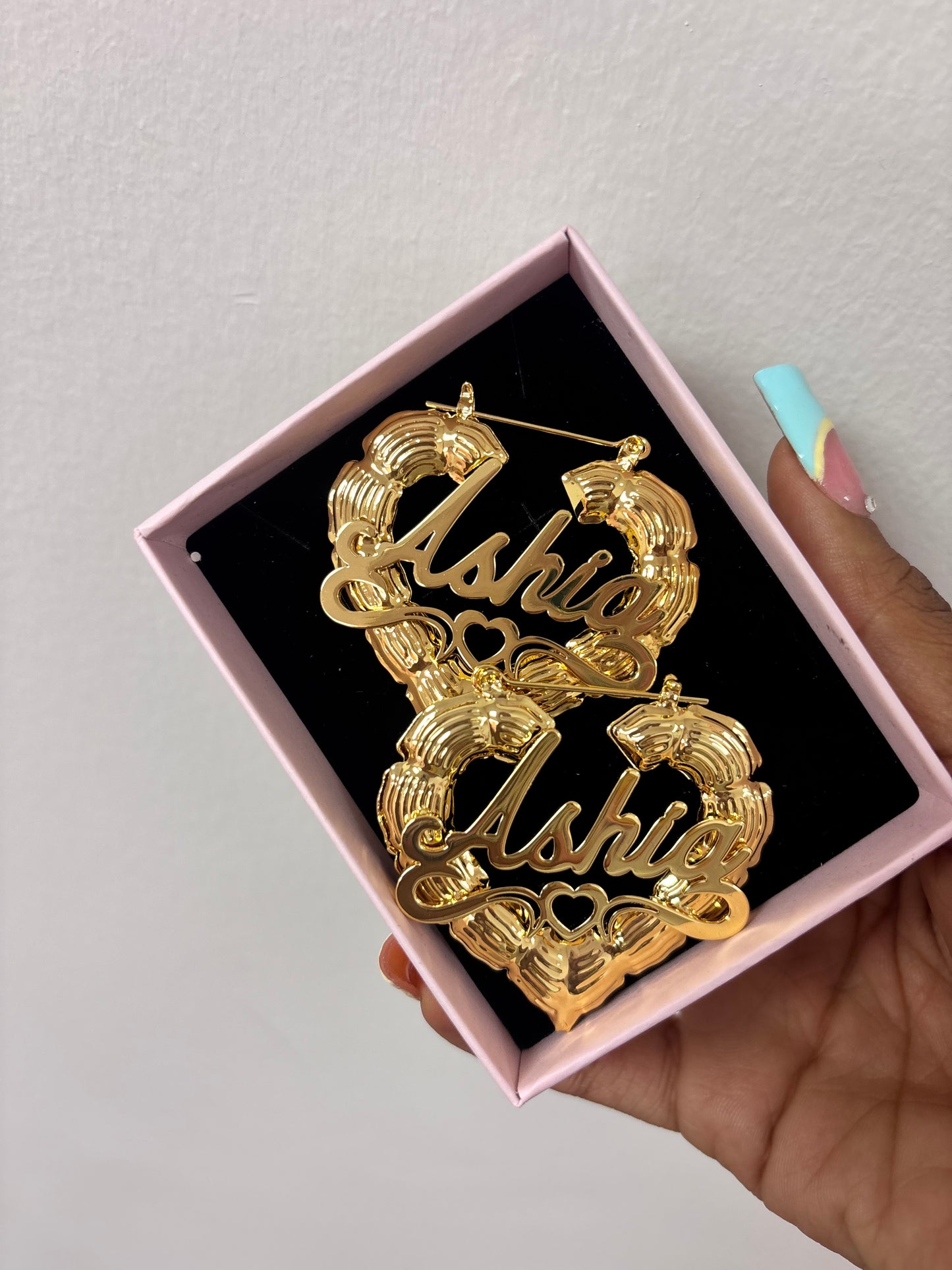 Customize name heart hoop Earrings