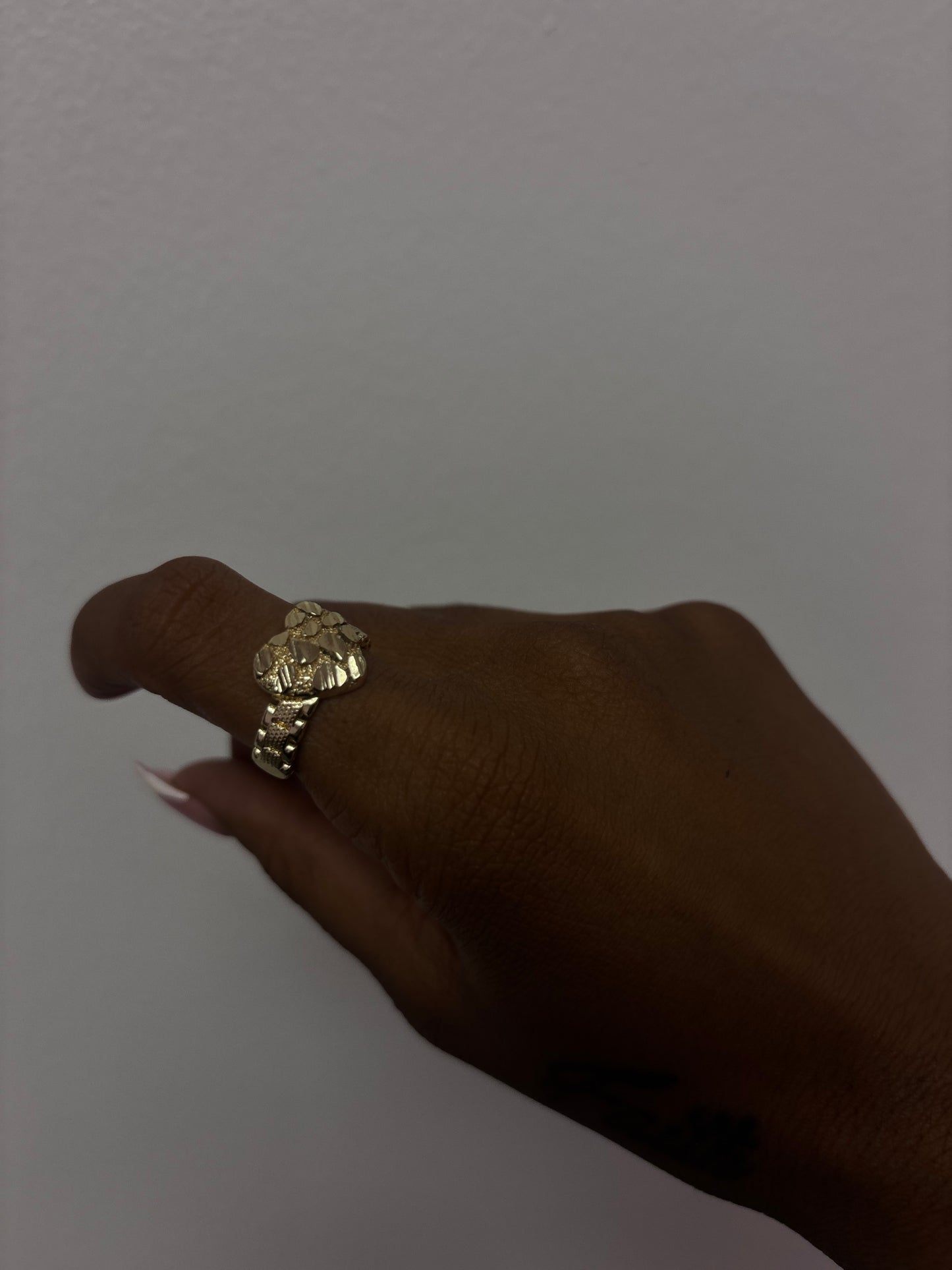 18k gold plated heart nugg ring