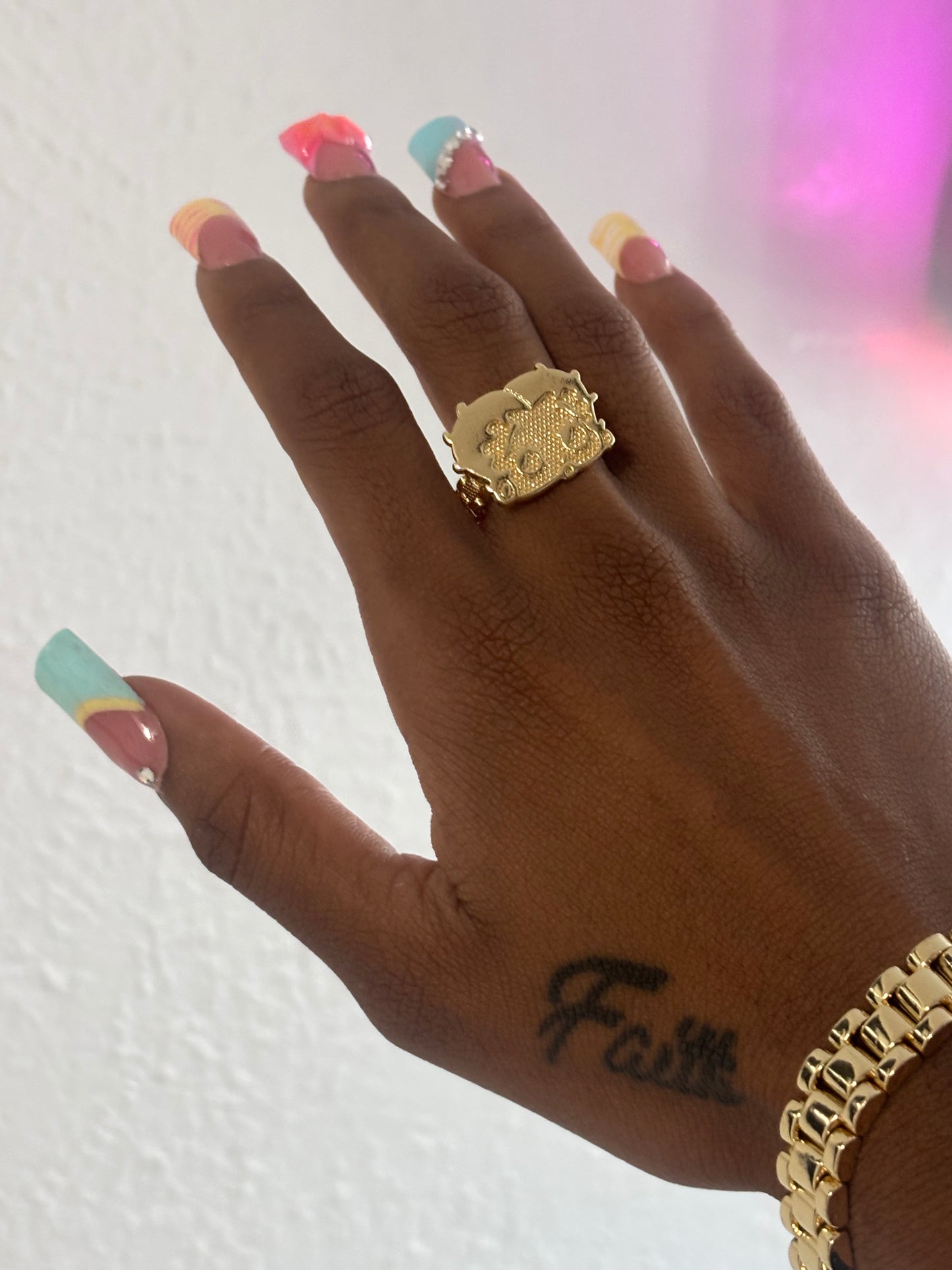 18k gold plated Betty boop ring