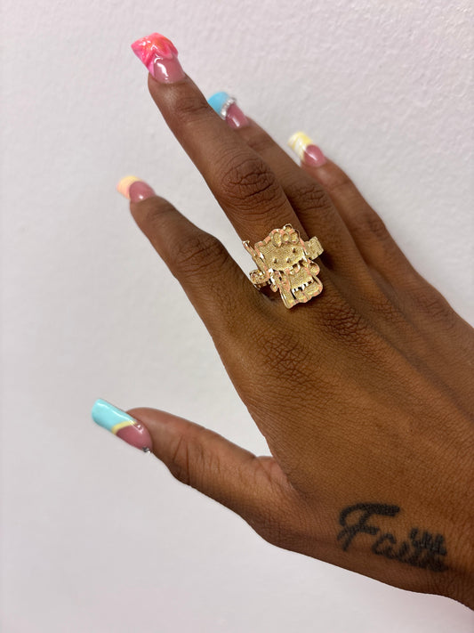 18k gold plated gun hello kitty ring
