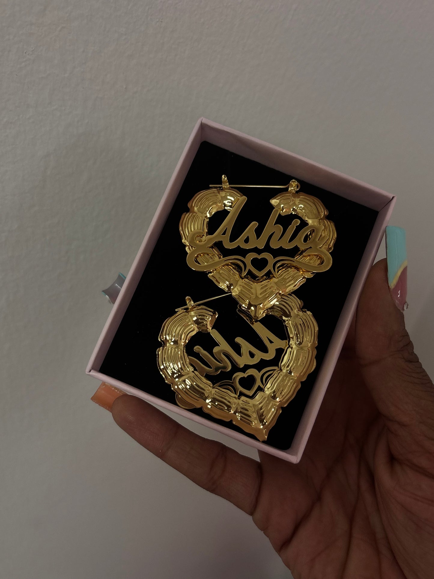 Customize name heart hoop Earrings