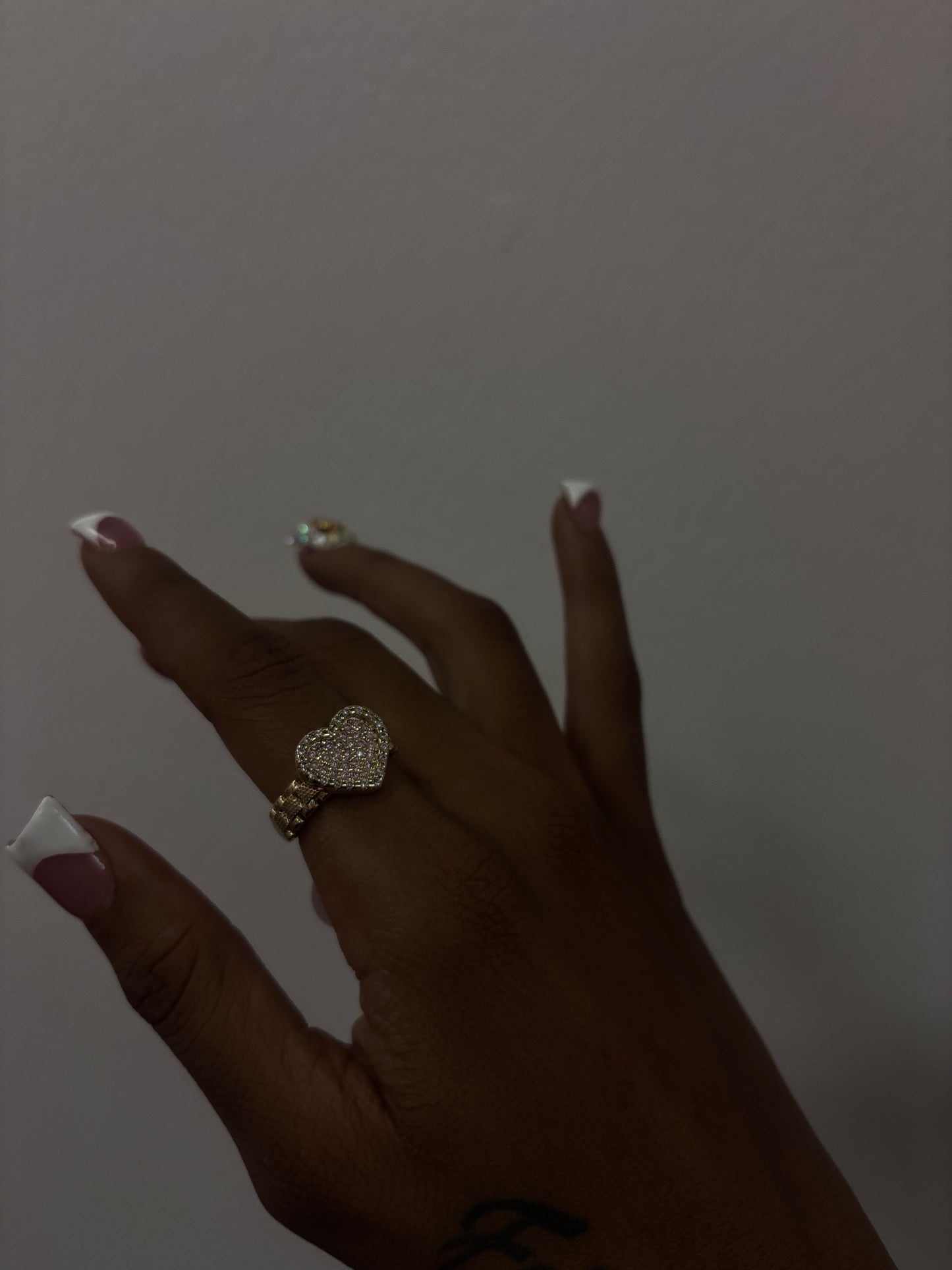 18k gold plated pink heart Rolex Ring
