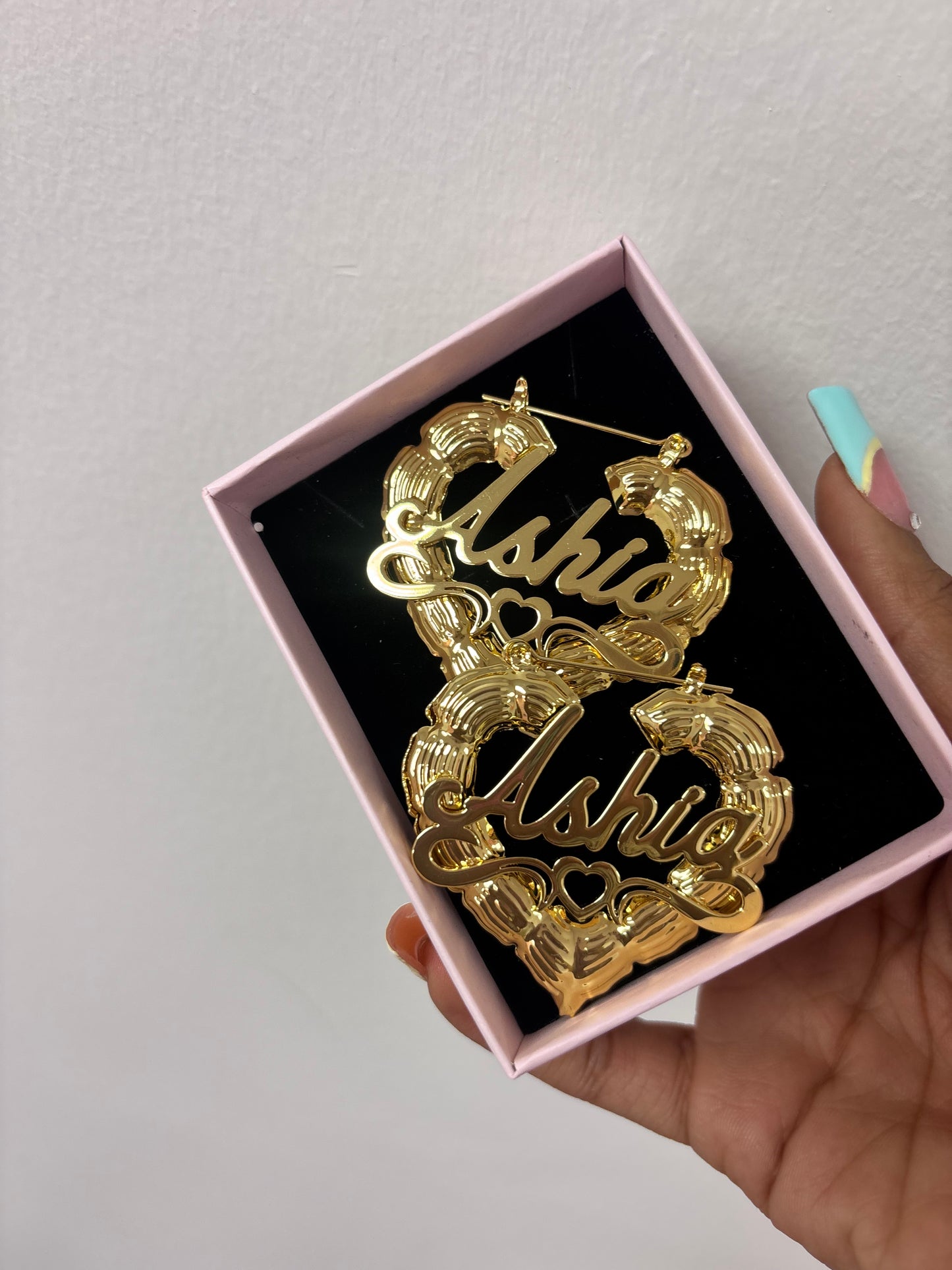 Customize name heart hoop Earrings