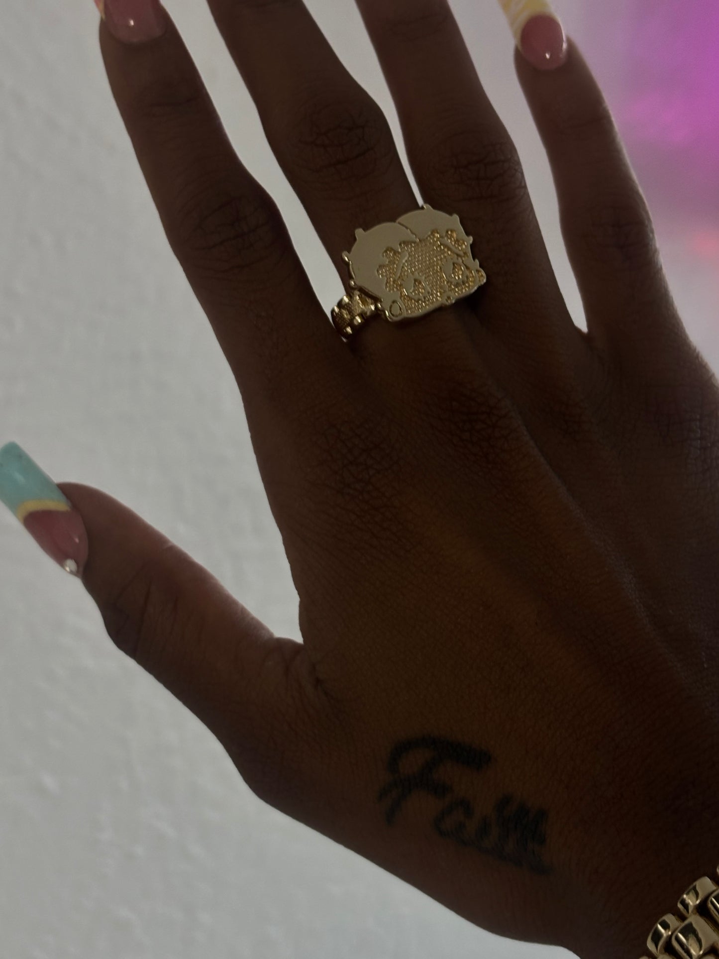 18k gold plated Betty boop ring