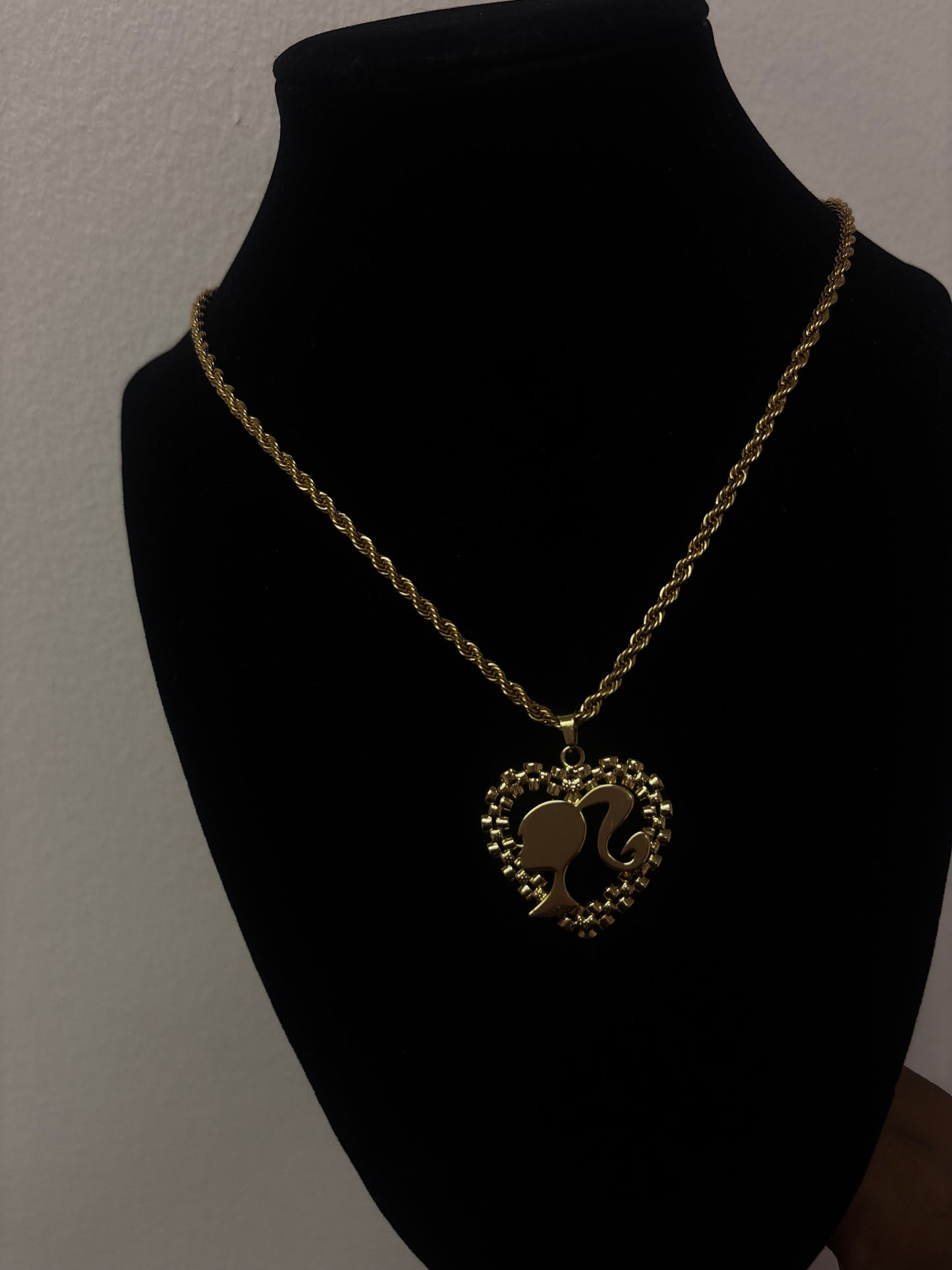 18k gold Barbie heart rope necklace