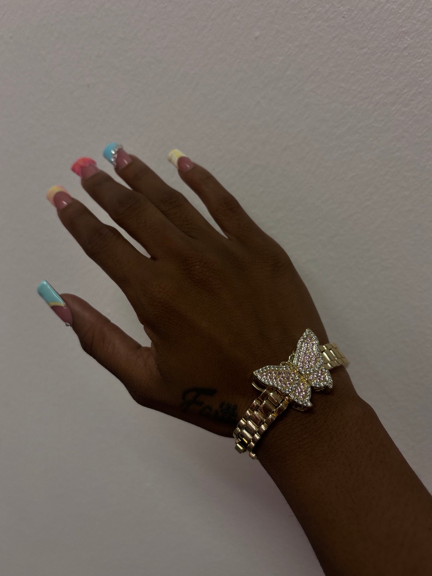 Butterfly Rollie chain & 18k gold plated butterfly bracelet