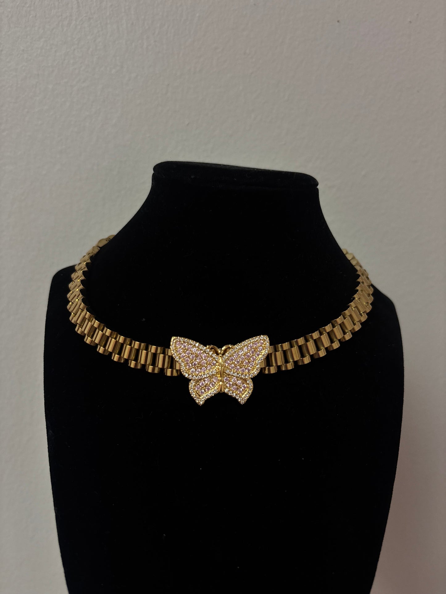 Butterfly Rollie chain & 18k gold plated butterfly bracelet