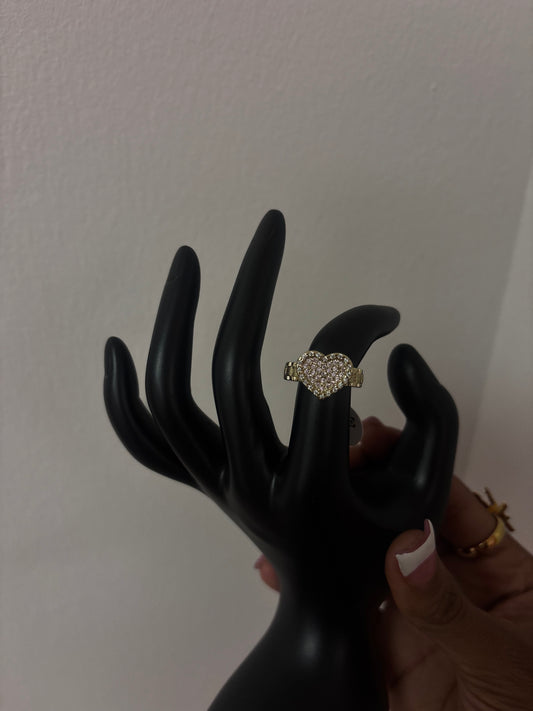 18k gold plated pink heart Rolex Ring