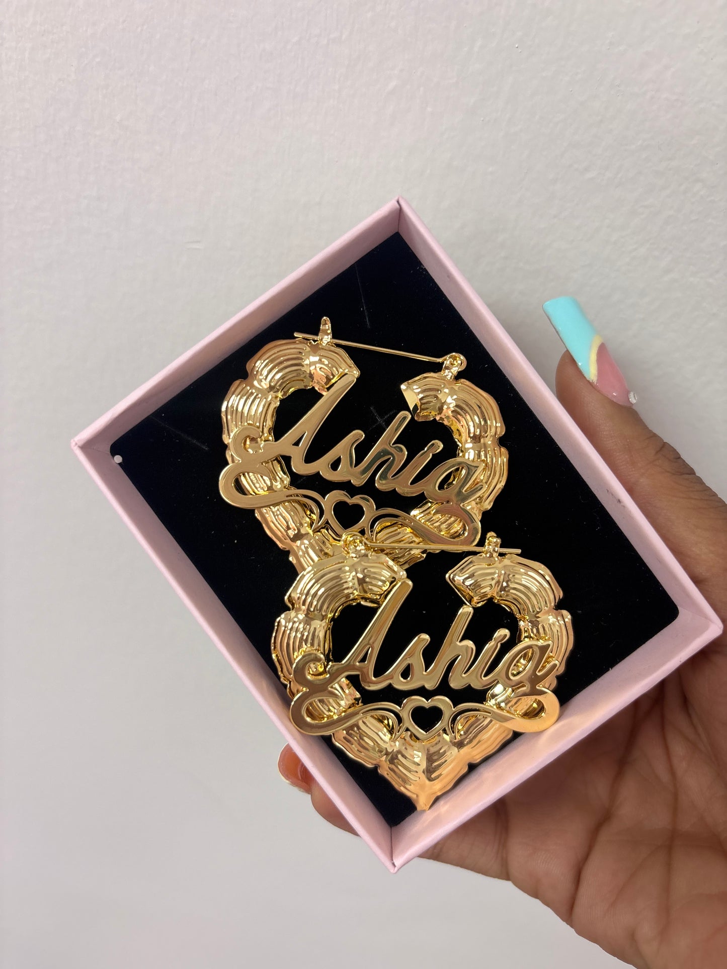 Customize name heart hoop Earrings