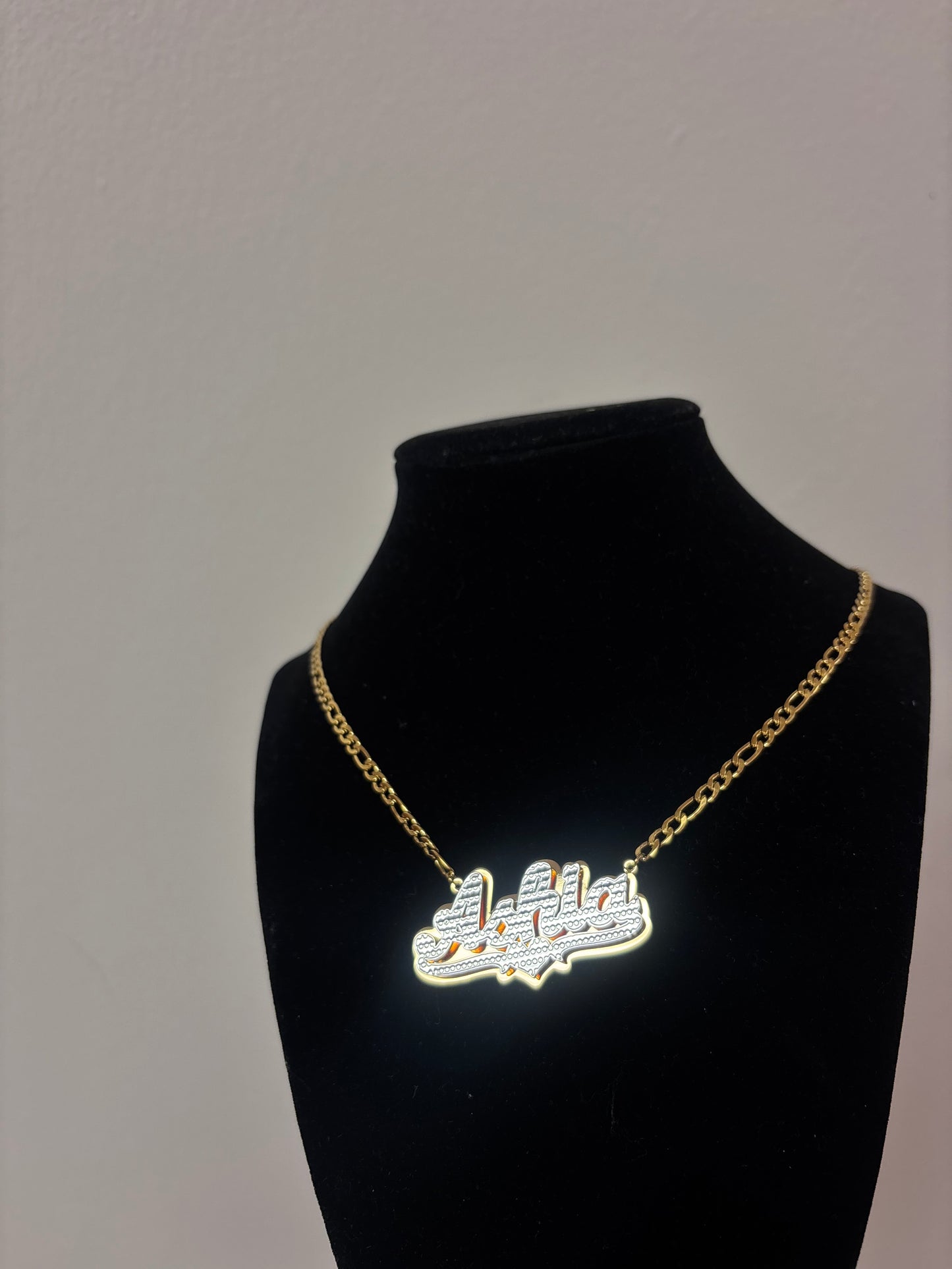 18k gold plated 3D Custom name necklace