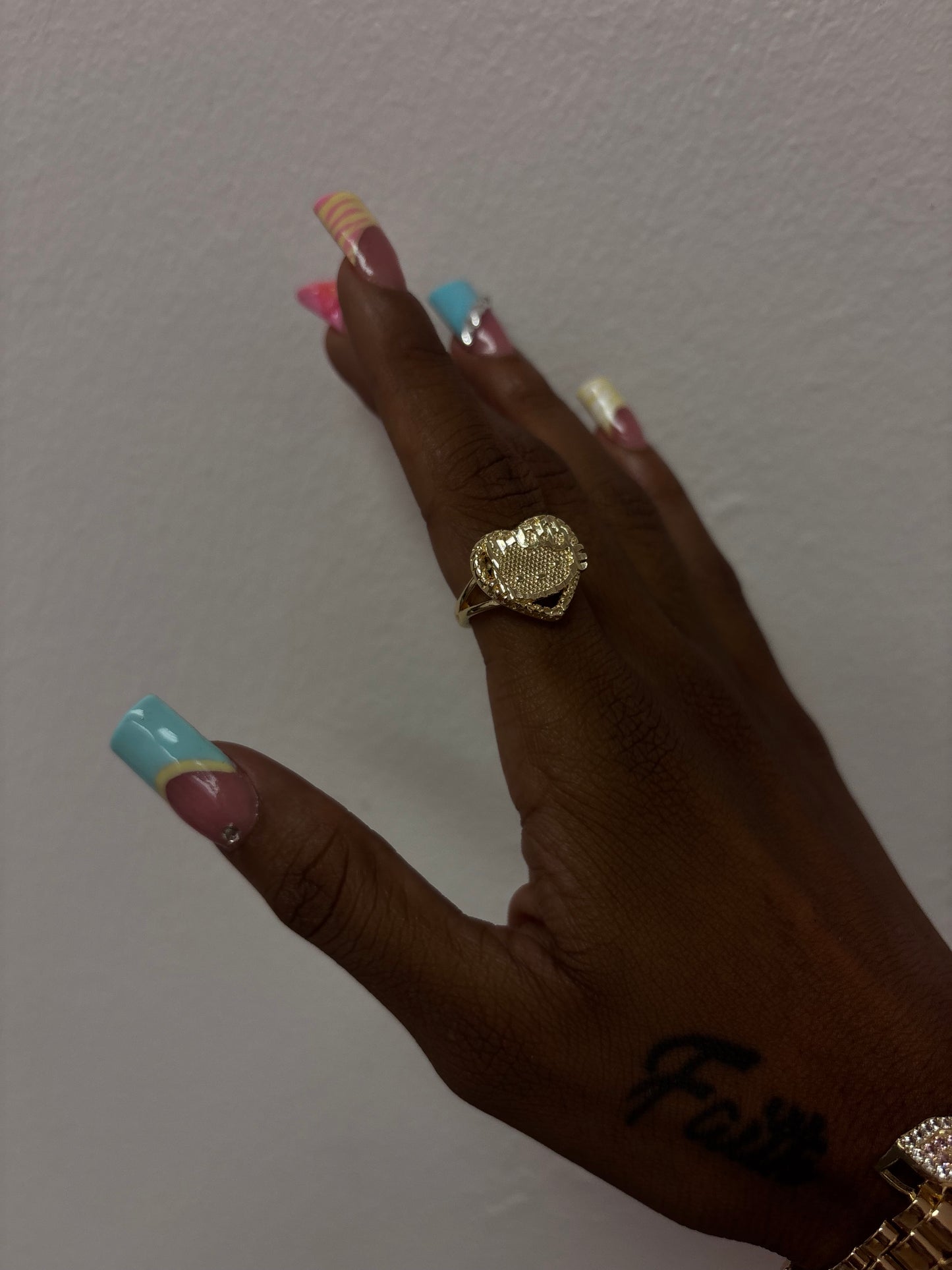 18k gold plated hello kitty heart ring