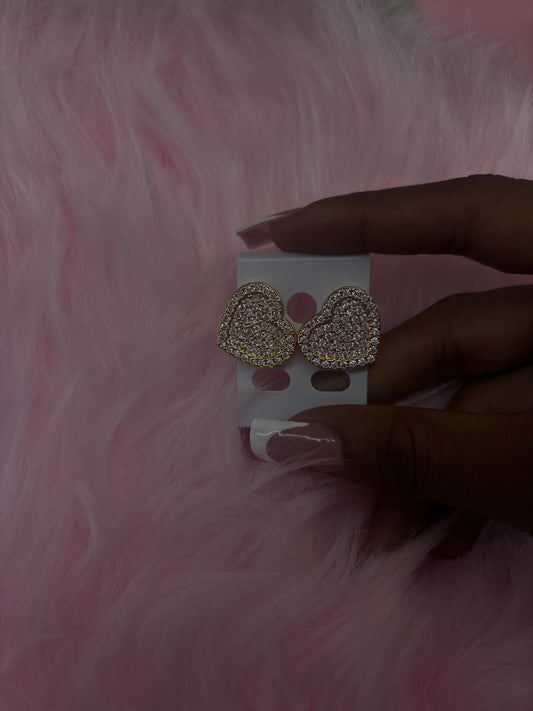 18k gold plated pink heart stud earrings