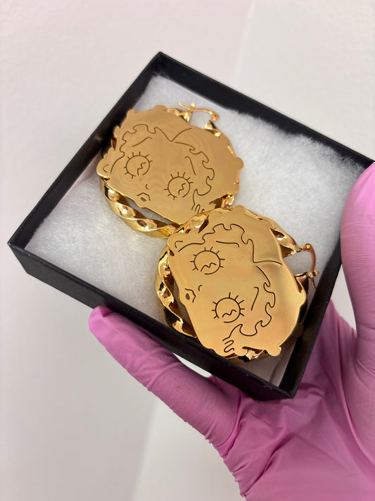 18k gold plated Betty boop earrings