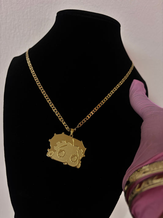 18k gold plated Betty boop necklace