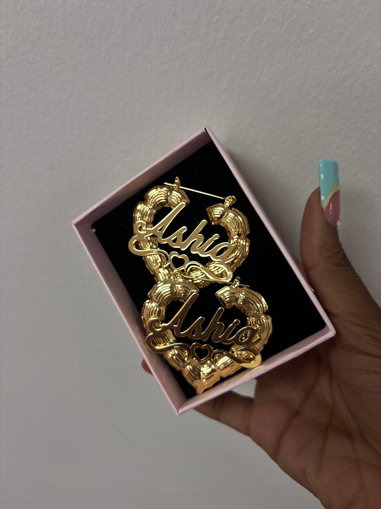 Customize name heart hoop Earrings