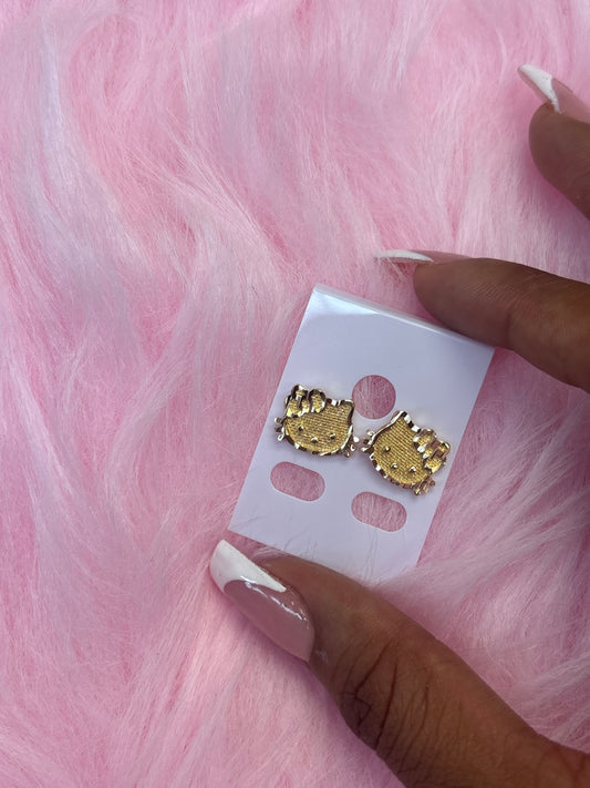 18k gold plated hello kitty stud earrings
