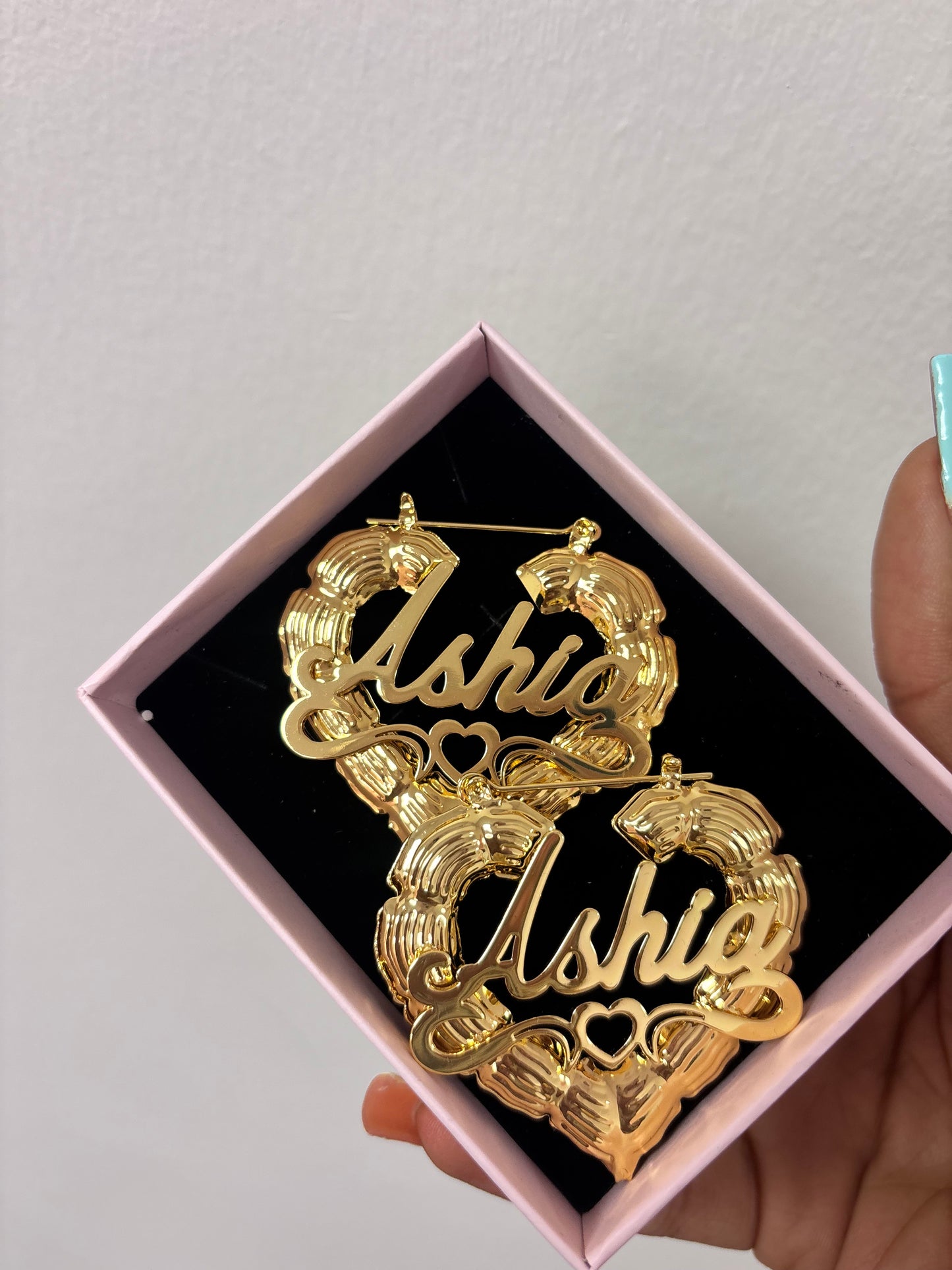 Customize name heart hoop Earrings