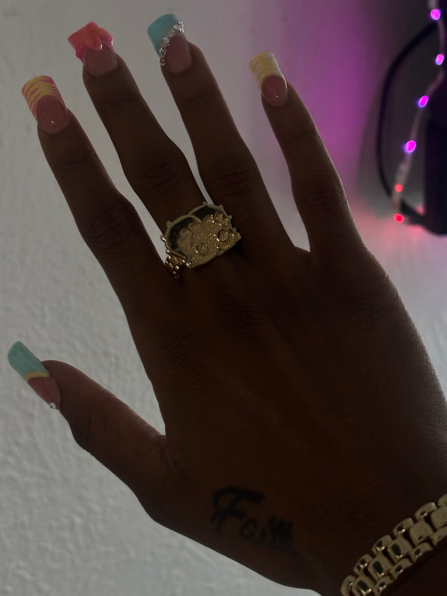 18k gold plated Betty boop ring
