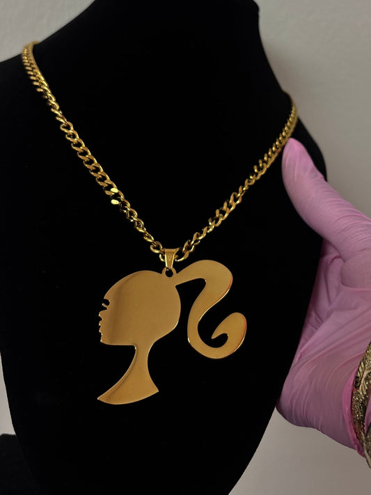 18k gold plated Barbie necklace