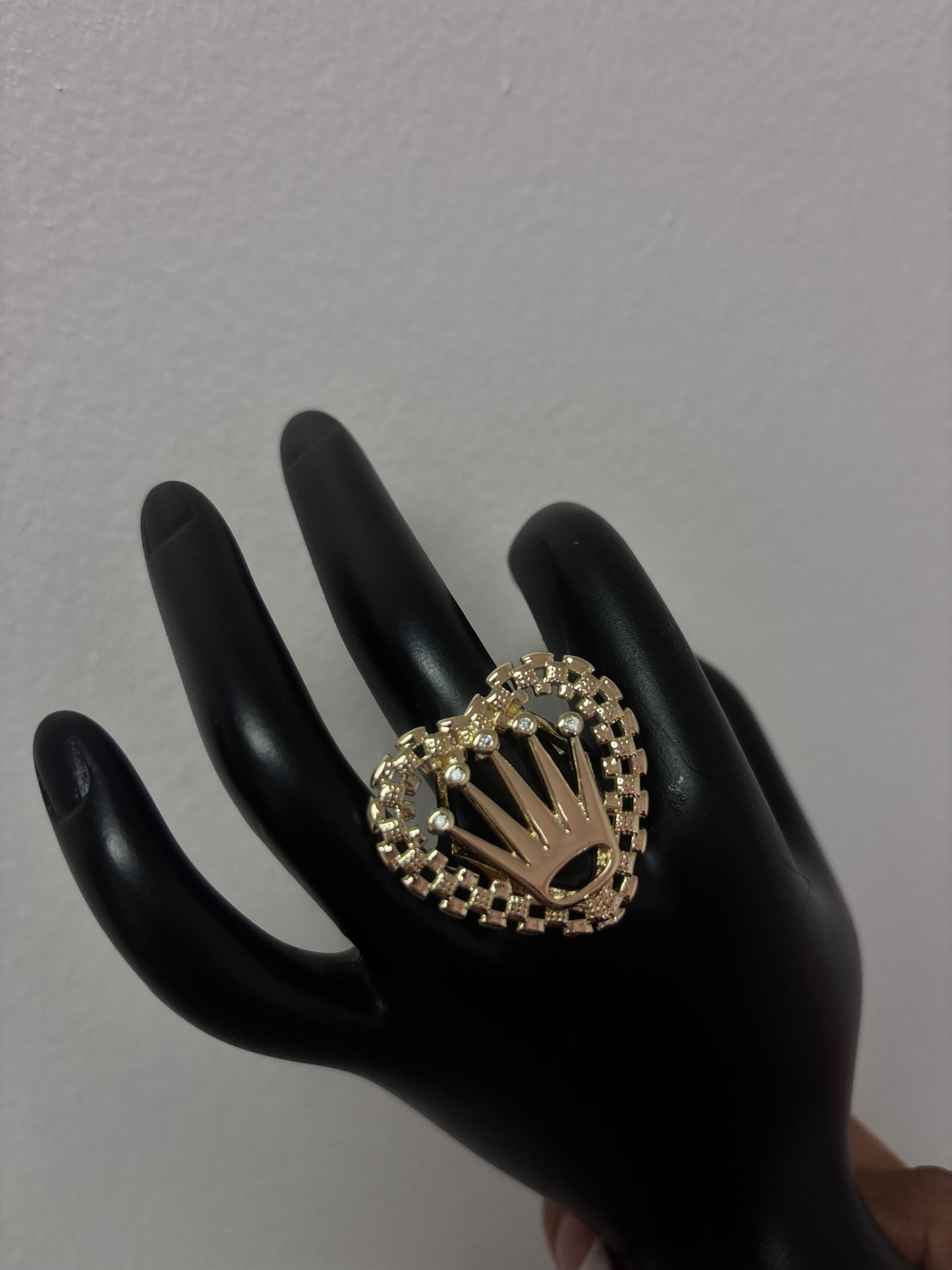 18k gold plated heart crown ring