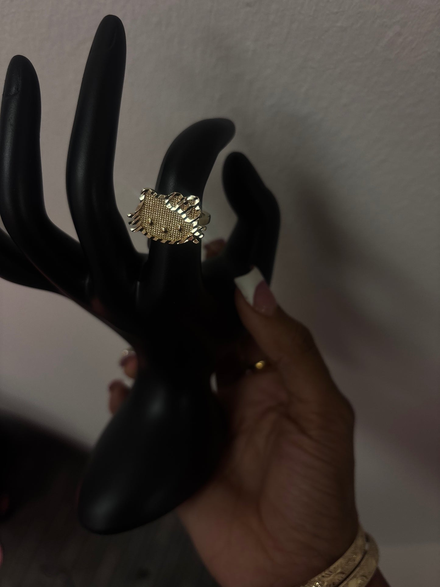 18k gold plated hello kitty ring