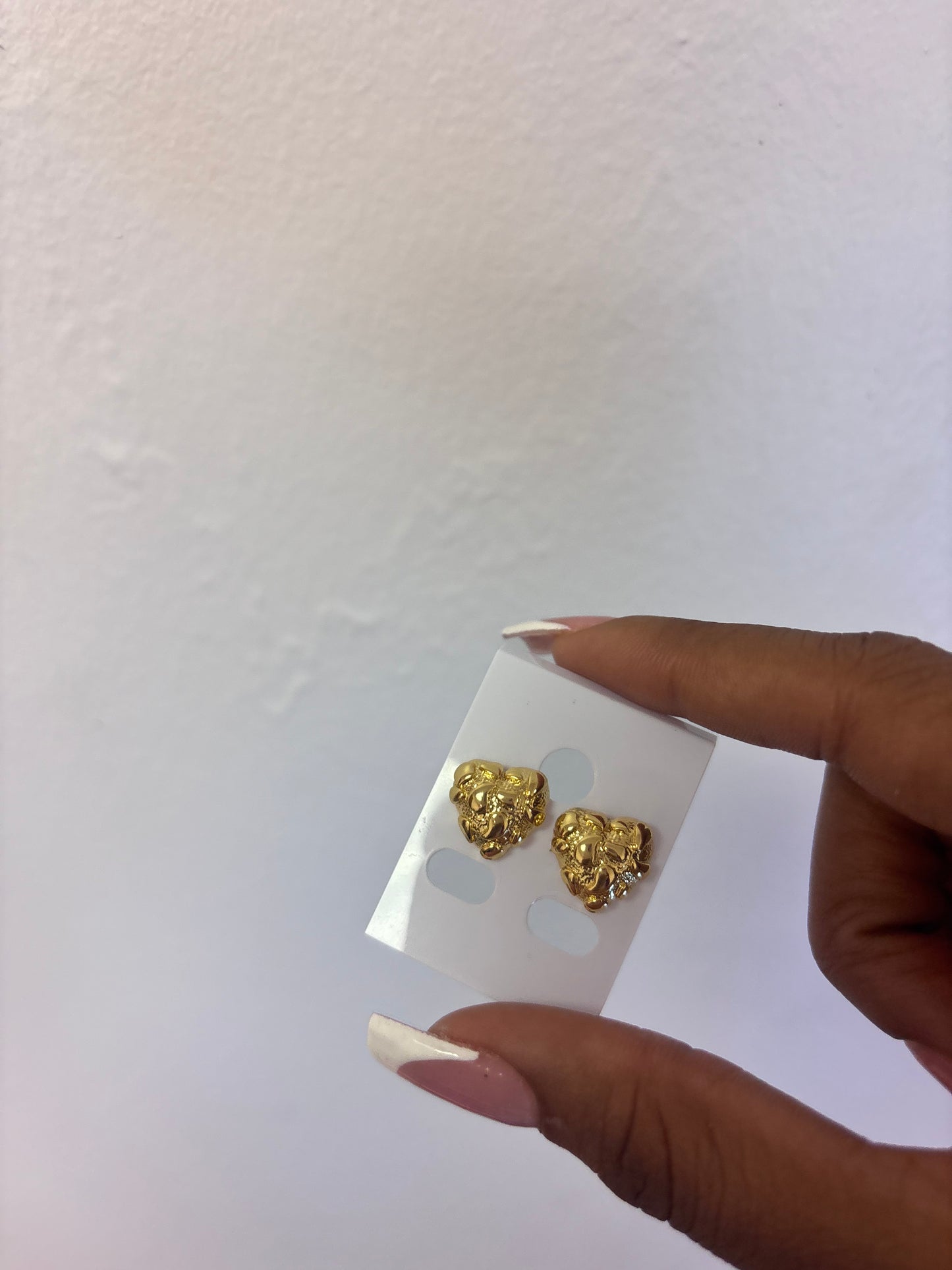 18k gold plated heart nugg stud earrings