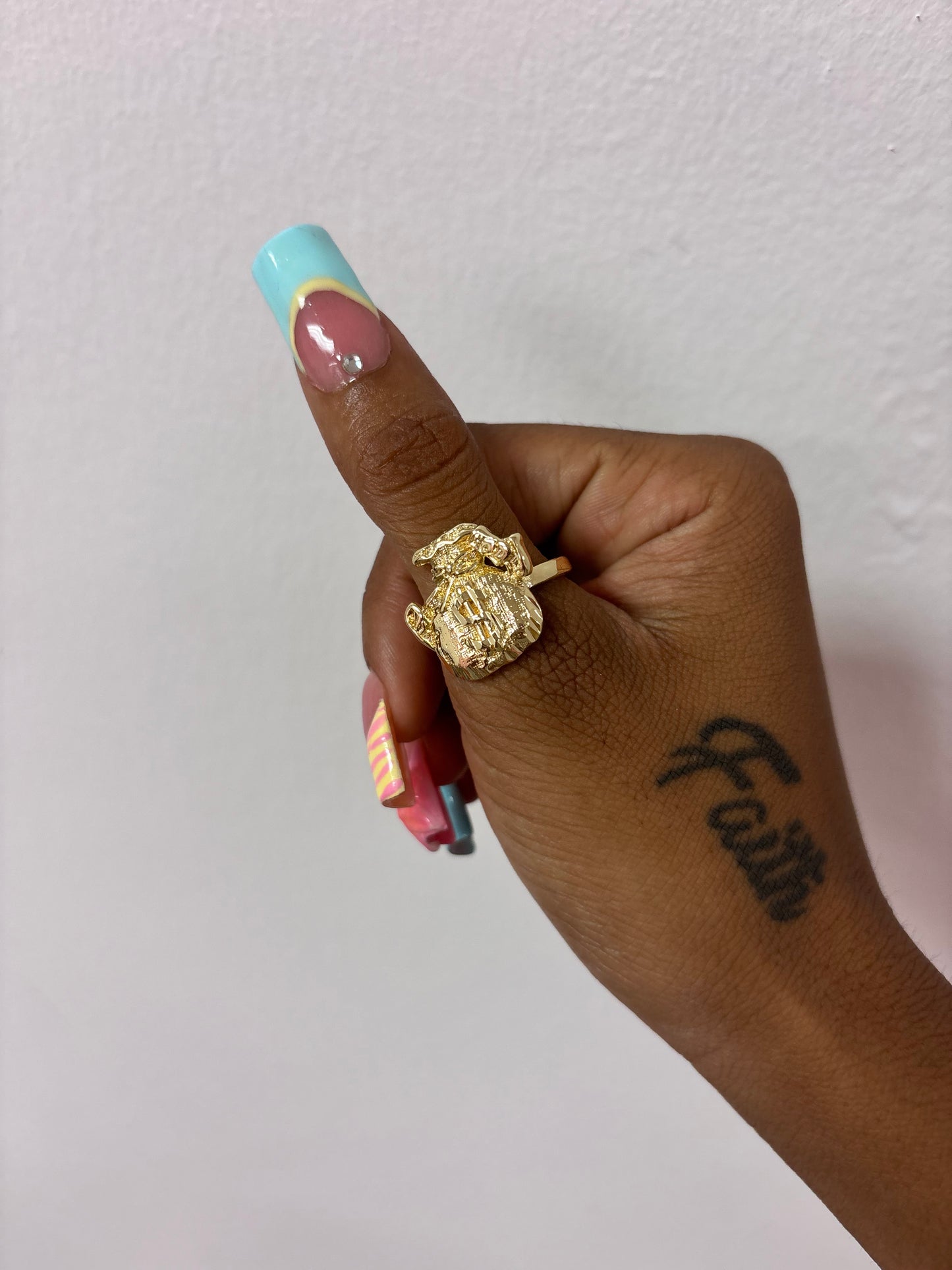 14k gold plated moneybag ring