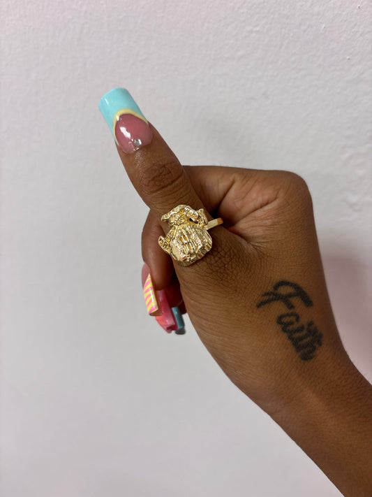 14k gold plated moneybag ring
