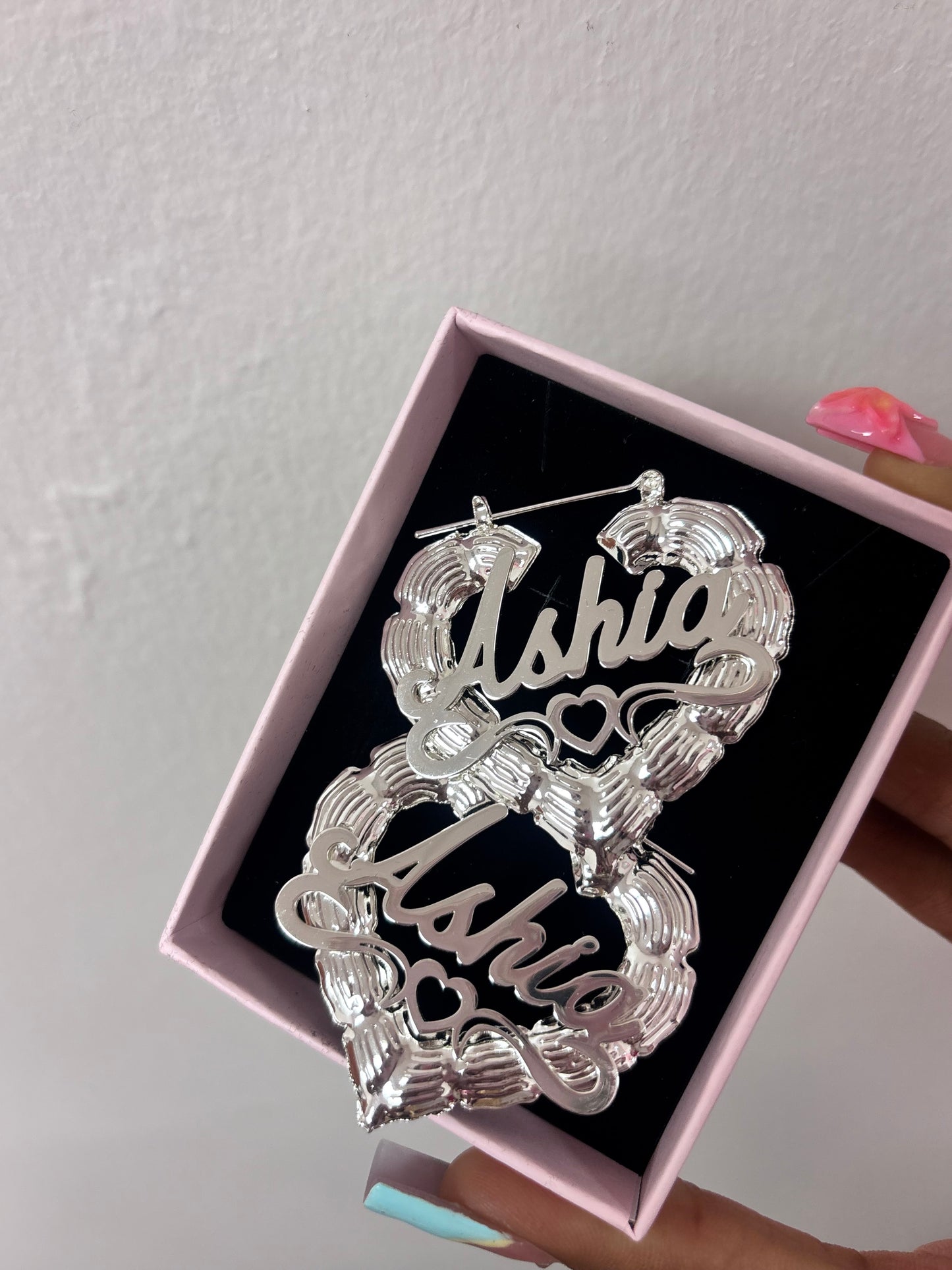 Customize name heart hoop Earrings